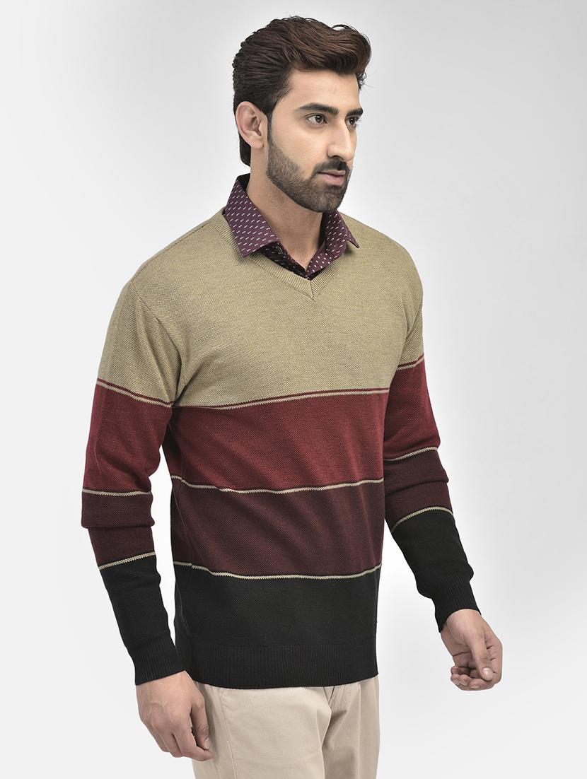 men color block v-neck pullovers - 20189634 - Standard Image - 2