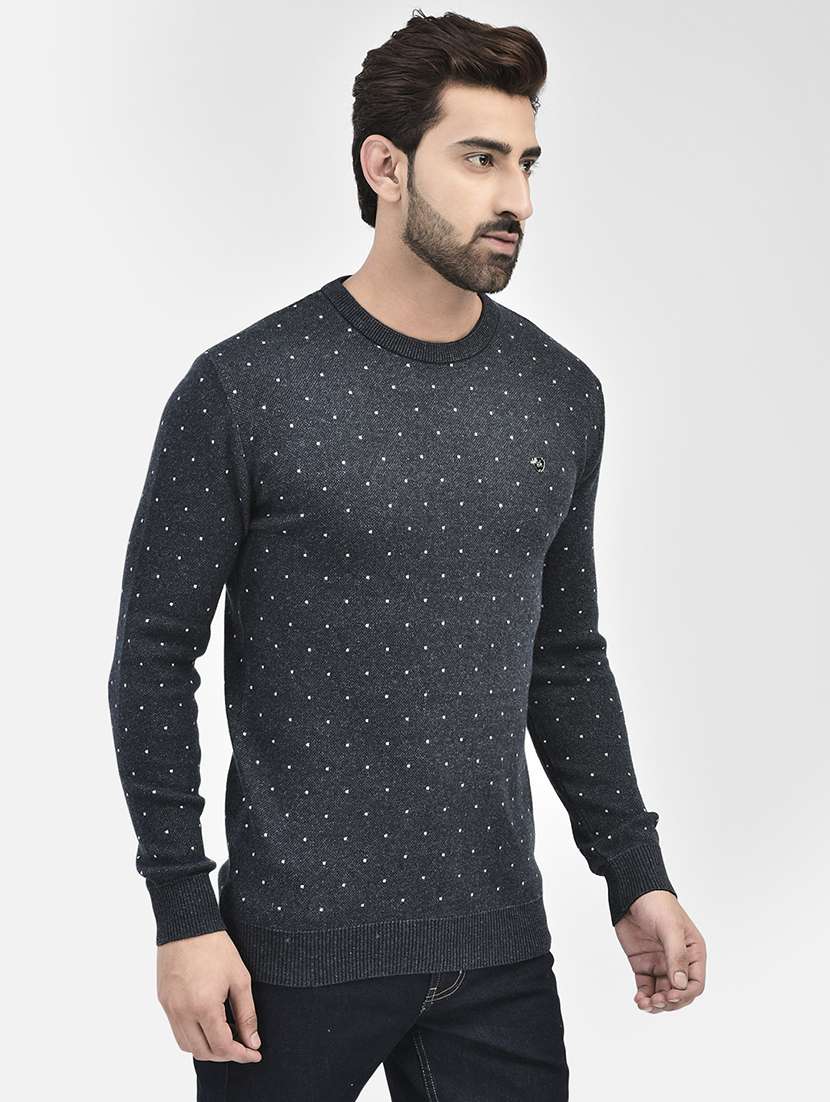 navy blue round neck pullovers - 20189640 -  Standard Image - 2