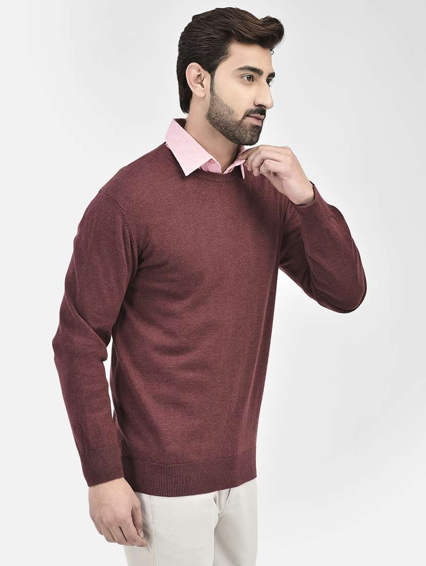 men solids round neck pullovers - 20189642 -  Standard Image - 2