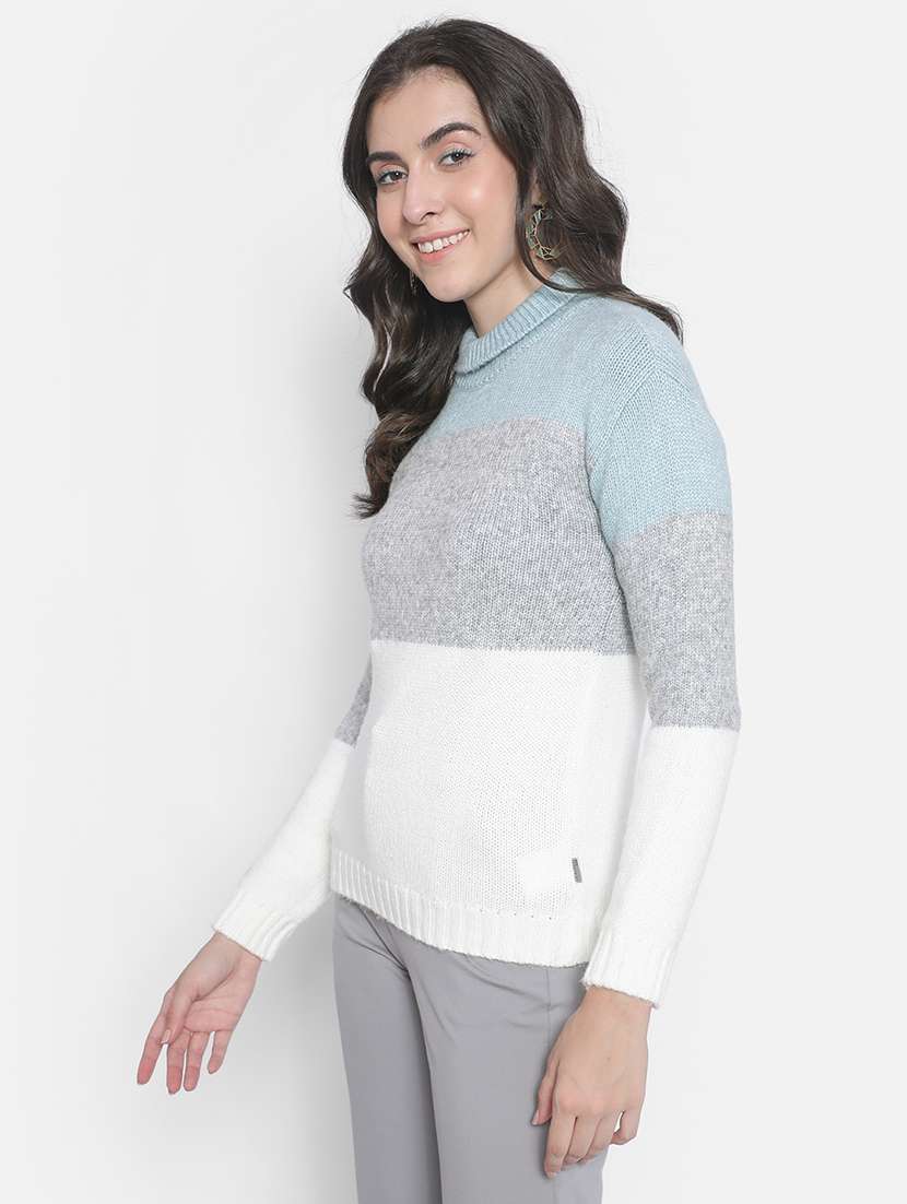 turtle neck color blocked pullover - 20189859 - Standard Image - 2
