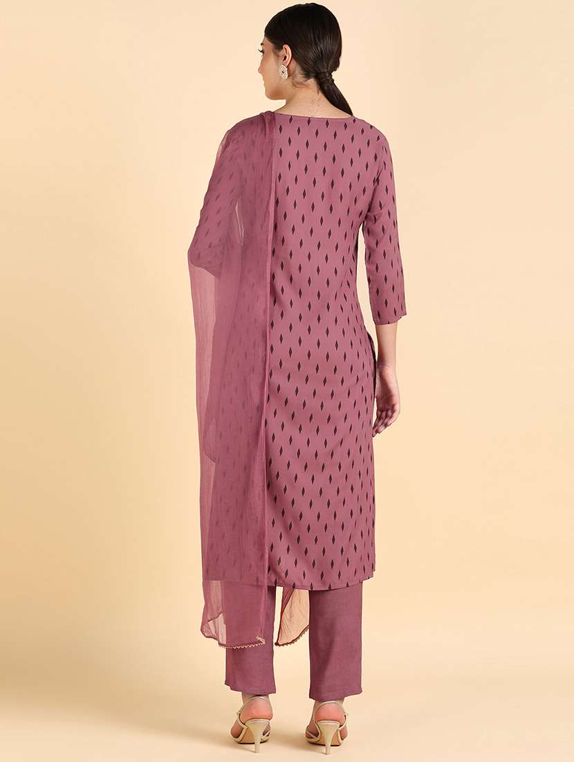 printed kurta pant set with dupatta   - 20189889 -  Standard Image - 2