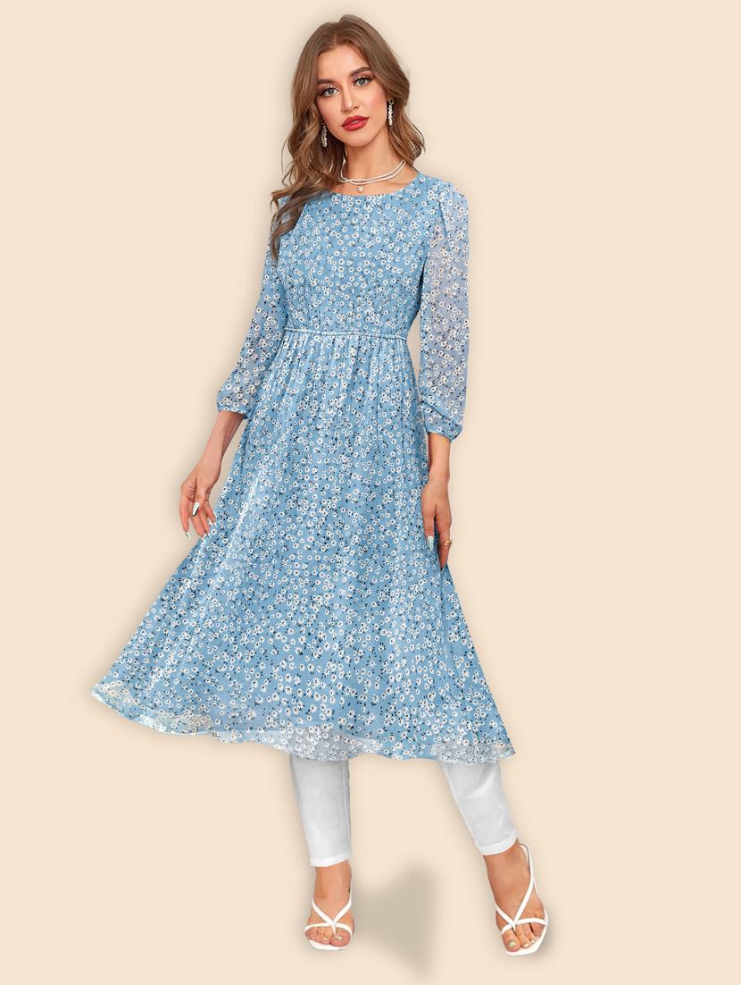 floral printed flared kurta - 20189894 - Zoom Image - 0