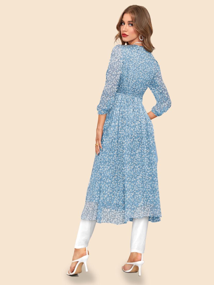 floral printed flared kurta - 20189894 - Standard Image - 2