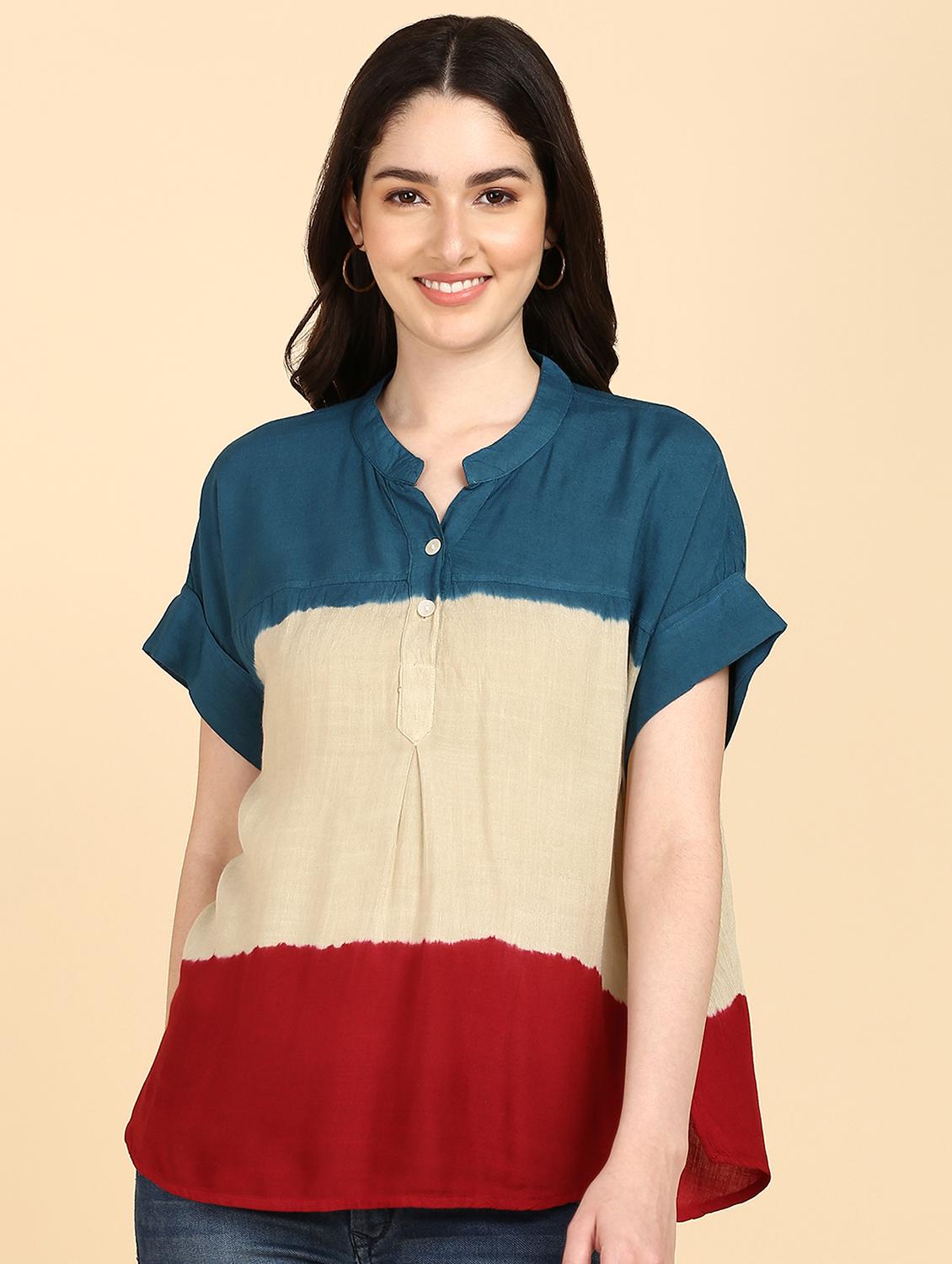 women's a line mandarin neck top - 20189898 -  Zoom Image - 0