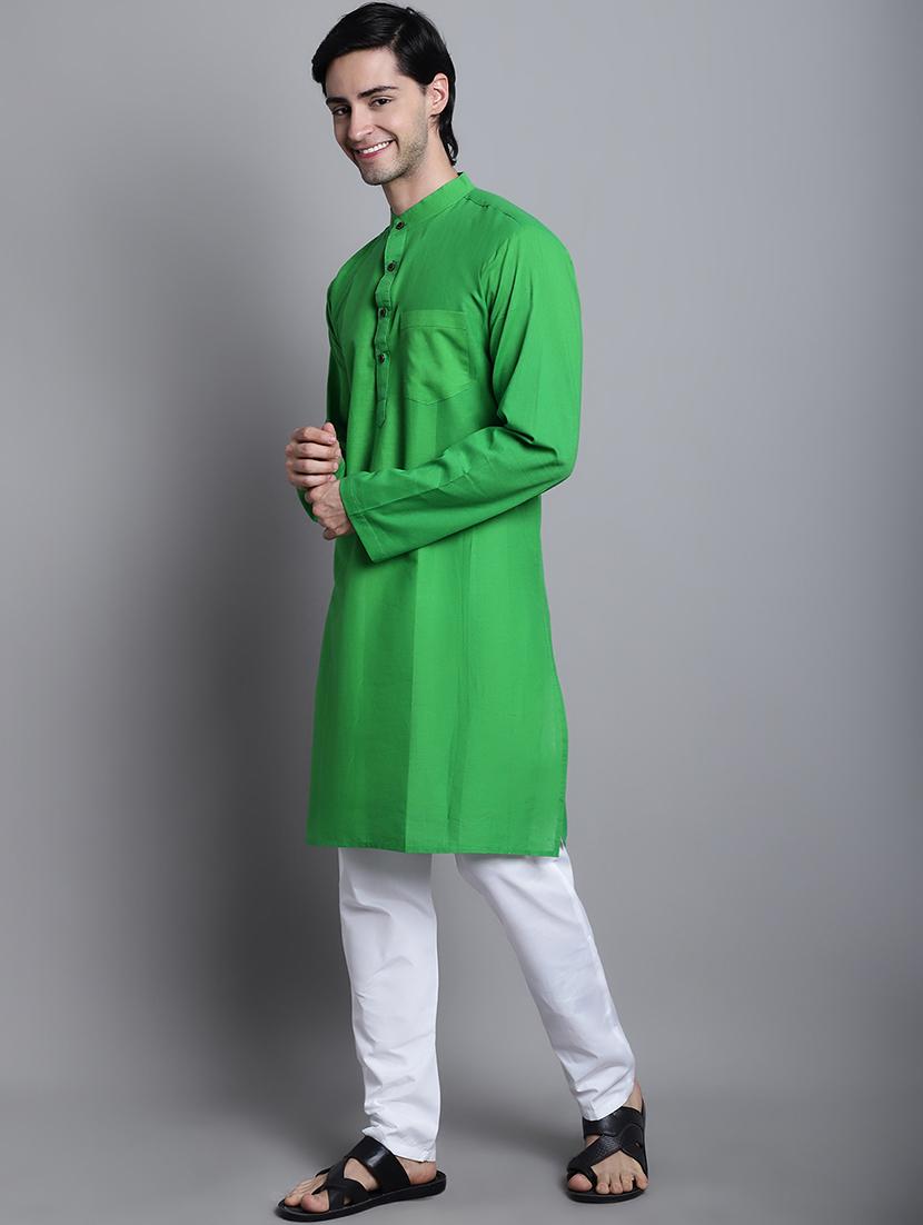 green solid long kurta - 20192885 - Standard Image - 2