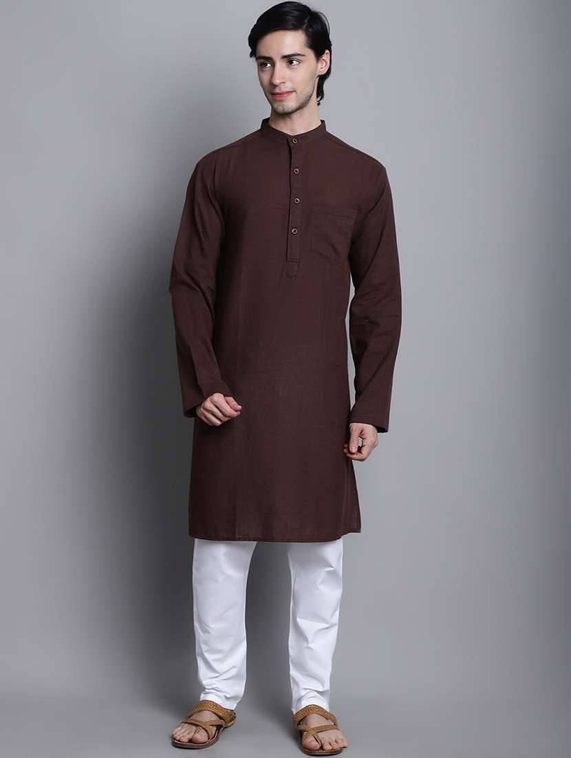 brown solid long kurta