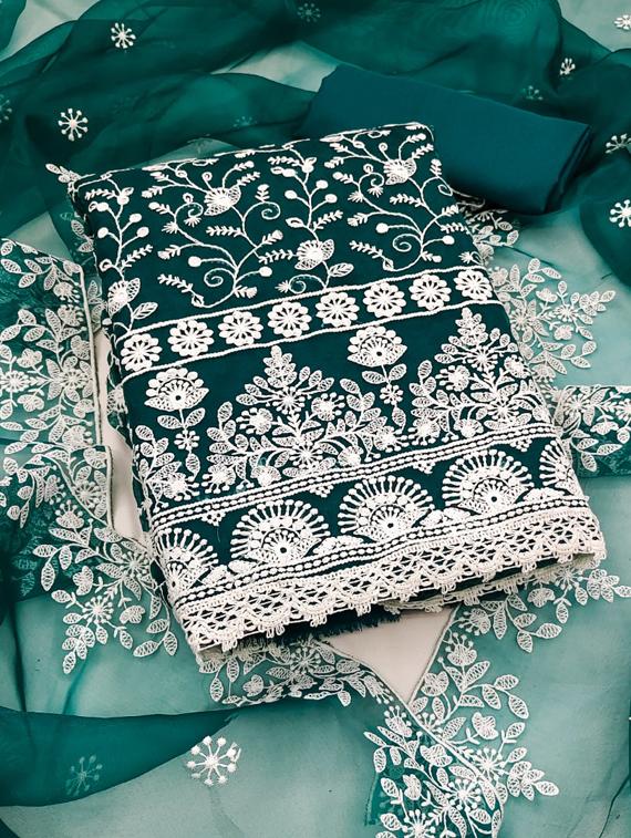 embroidered unstitched salwar suit set - 20193515 - Standard Image - 2