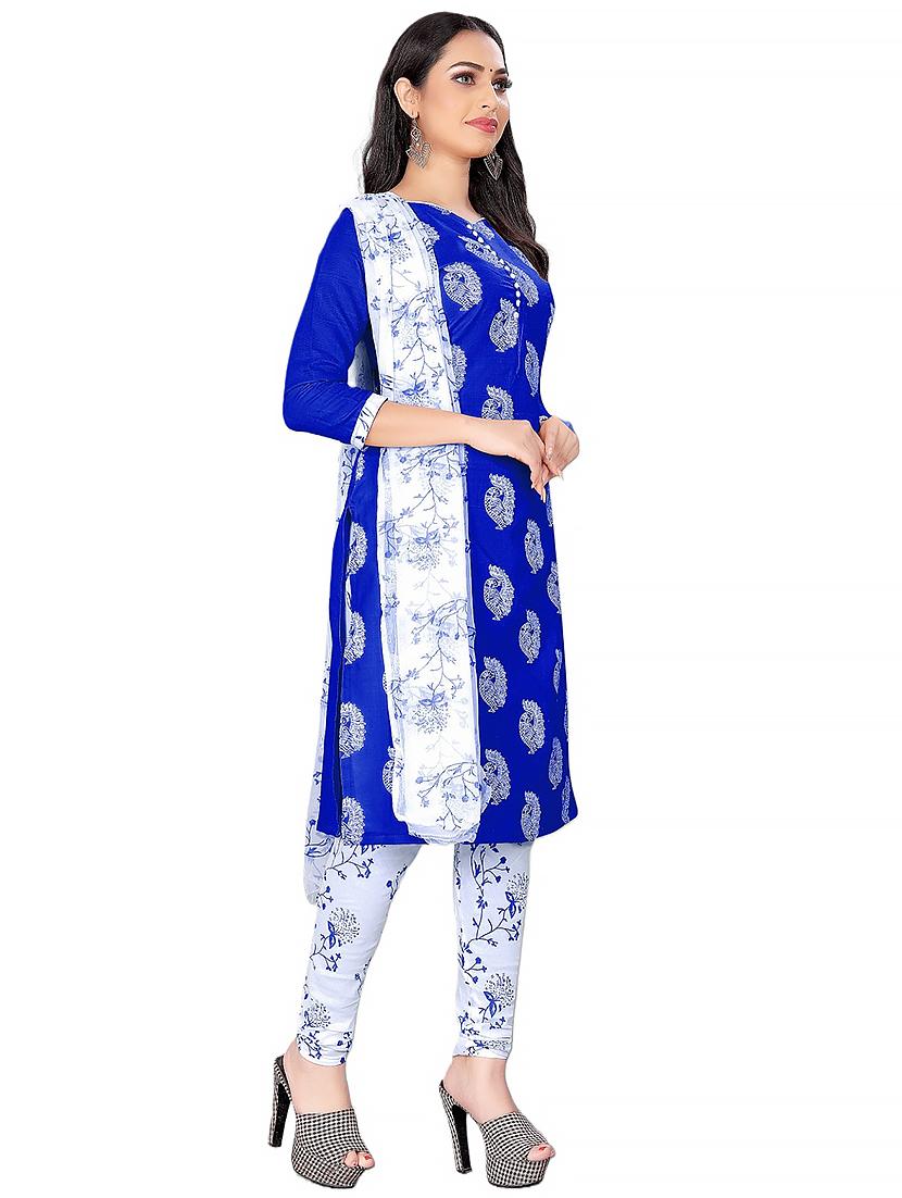 printed unstitched churidaar suit set - 20193859 - Standard Image - 2