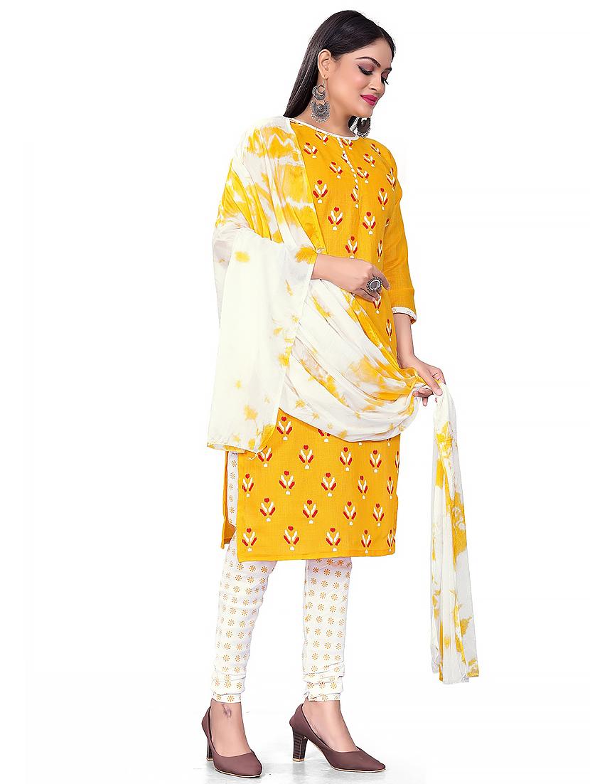 printed unstitched churidaar suit set - 20193957 - Standard Image - 2