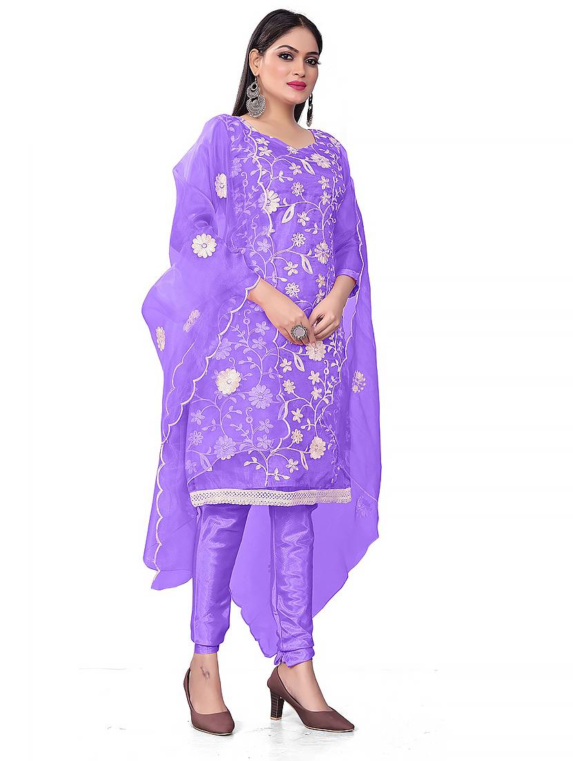 embroidered unstitched churidaar suit set - 20193959 - Standard Image - 2