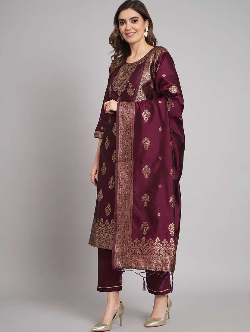 women three quarter sleeve kurta pant with dupatta set