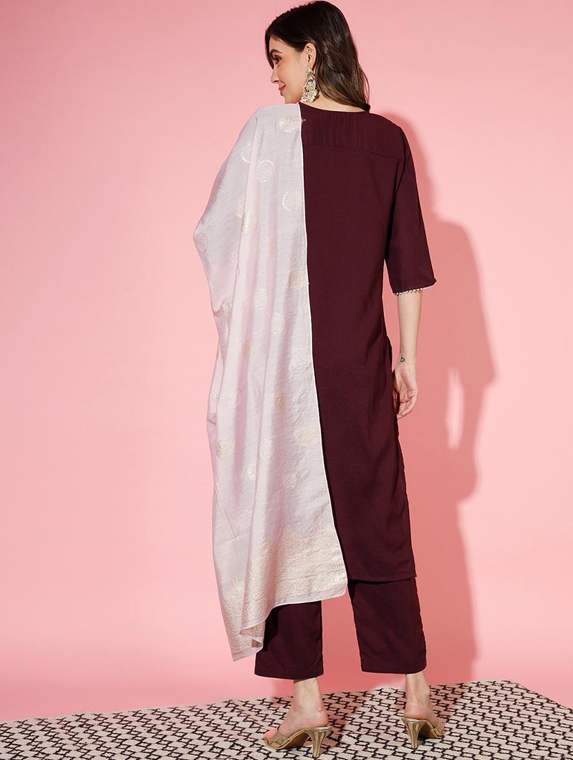 purple kurta pant set with dupatta - 20194168 - Standard Image - 2