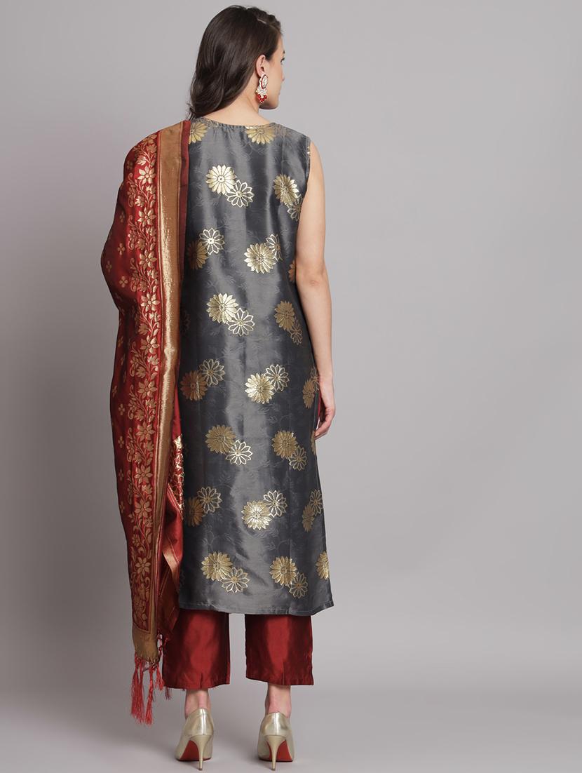 grey kurta pant set with dupatta - 20194182 - Standard Image - 2