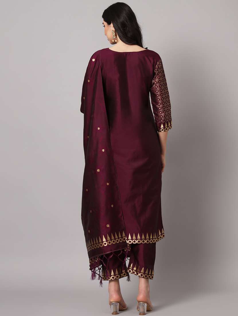 women three quarter sleeve kurta pant with dupatta set - 20194192 - Standard Image - 2