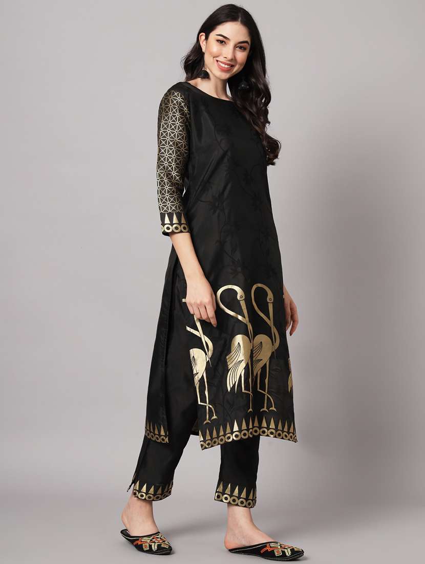 women three quarter sleeve kurta pant with dupatta set - 20194196 -  Standard Image - 2