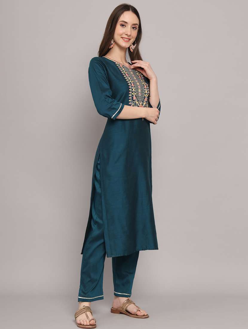 women three quarter sleeve kurta pant with dupatta set - 20194202 -  Standard Image - 2