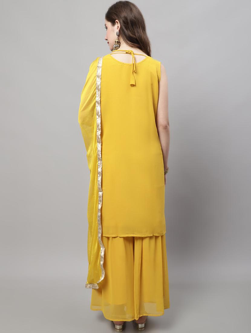 yellow kurta sharara set with dupatta - 20194205 - Standard Image - 2