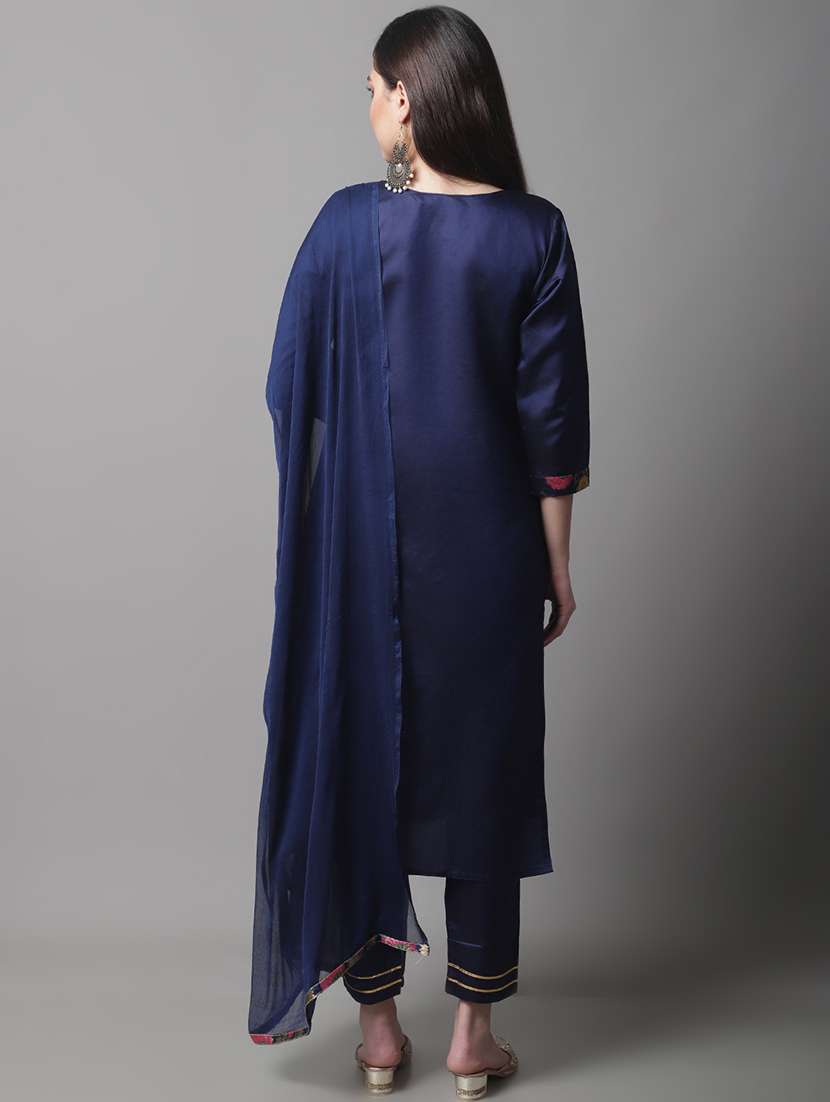 women three quarter sleeve kurta pant with dupatta set - 20194212 -  Standard Image - 2