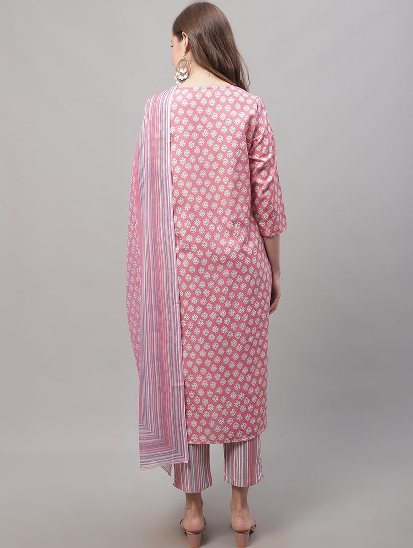 pink kurta pant set with dupatta - 20194229 - Standard Image - 2