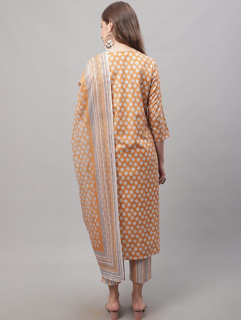 orange kurta pant set with dupatta - 20194230 - Standard Image - 2