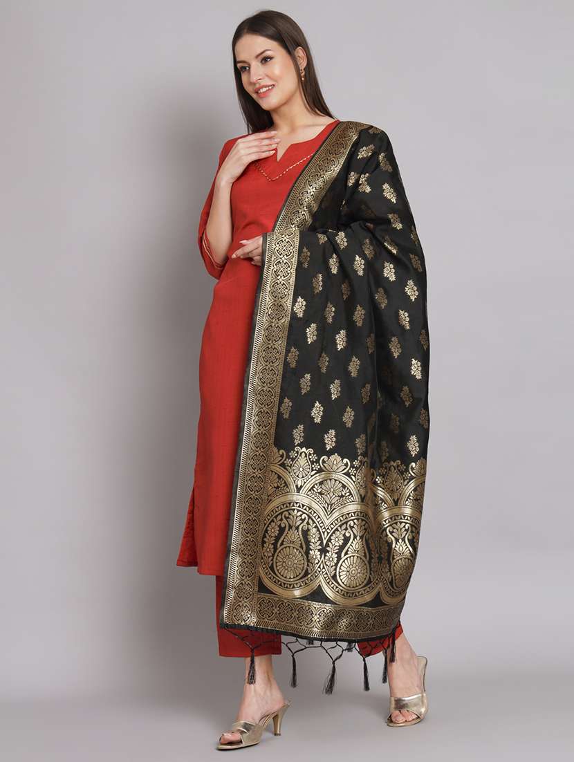 women three quarter sleeve kurta pant with dupatta set