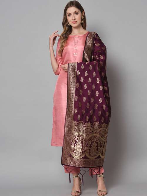 women three quarter sleeve kurta pant with dupatta set - 20194237 -  Standard Image - 0