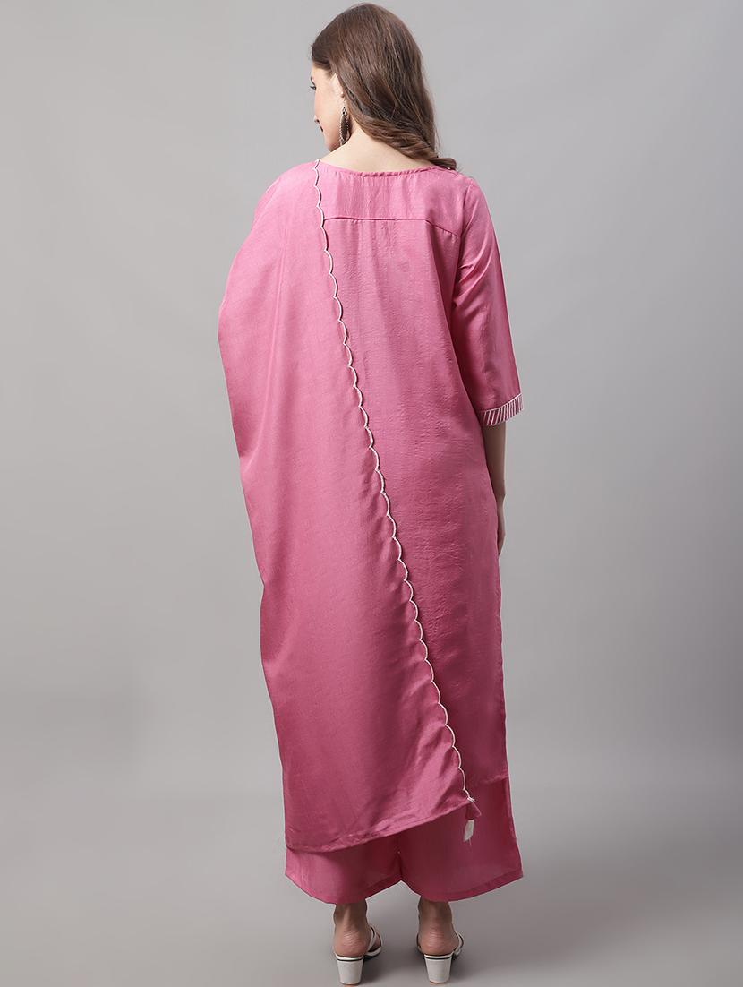 pink kurta palazzo set with dupatta - 20194254 - Standard Image - 2