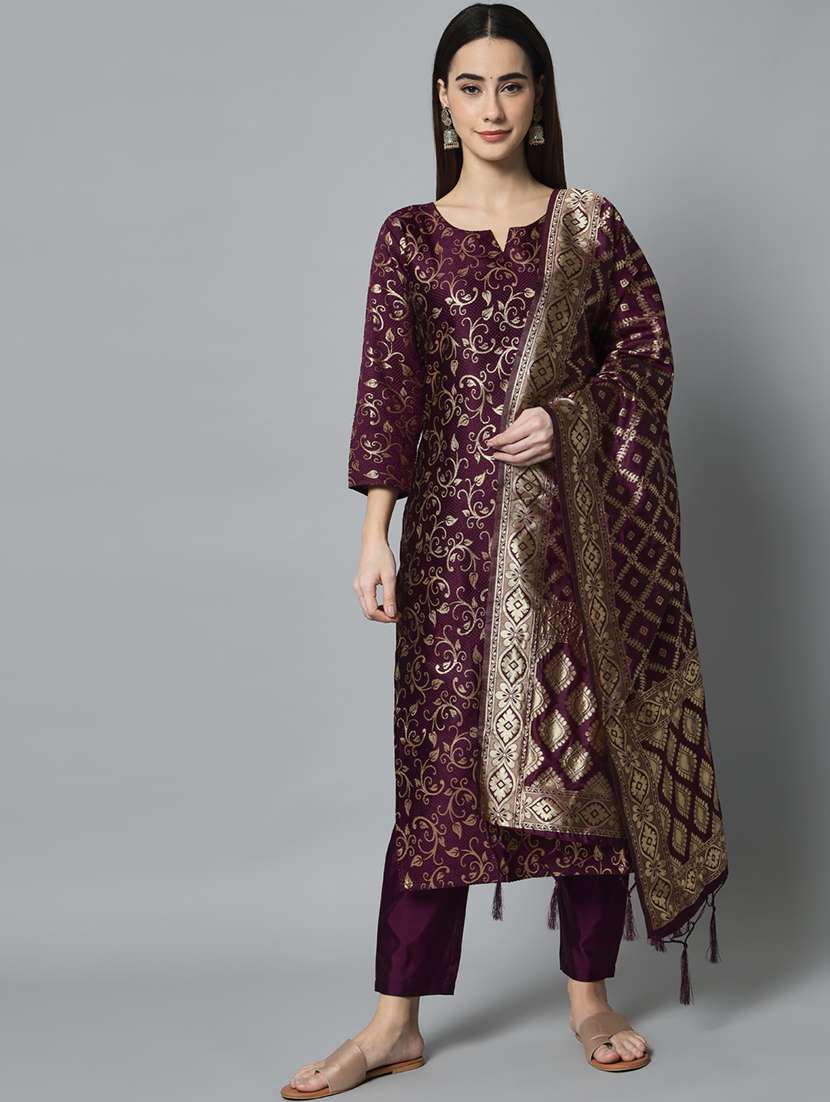 women three quarter sleeve kurta pant with dupatta set