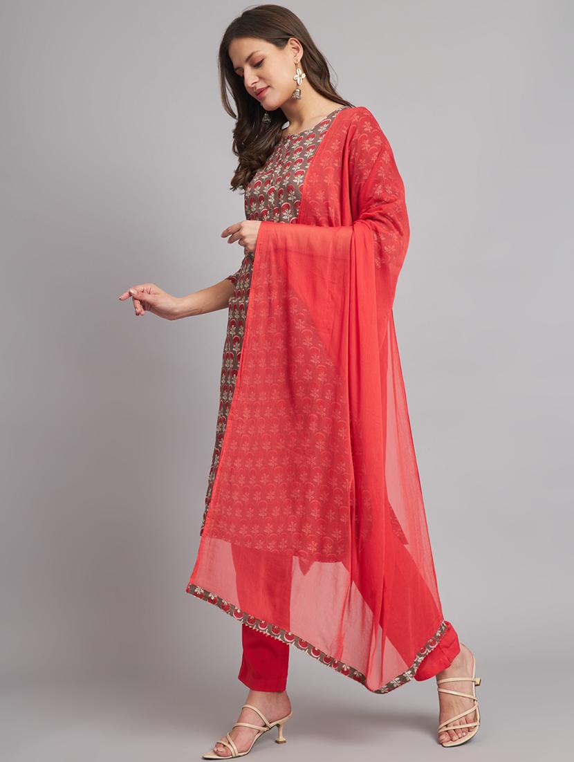 printed kurta pant set with dupatta - 20194315 - Standard Image - 2