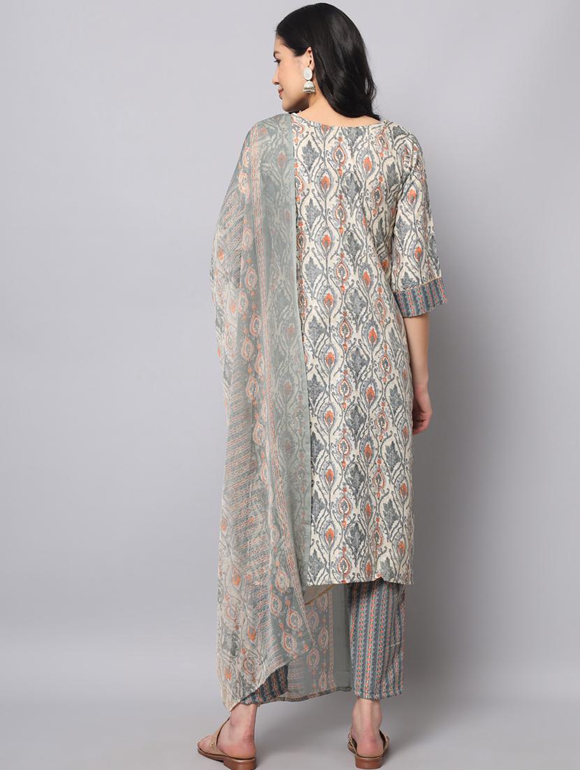 grey kurta pant set with dupatta - 20194318 - Standard Image - 2