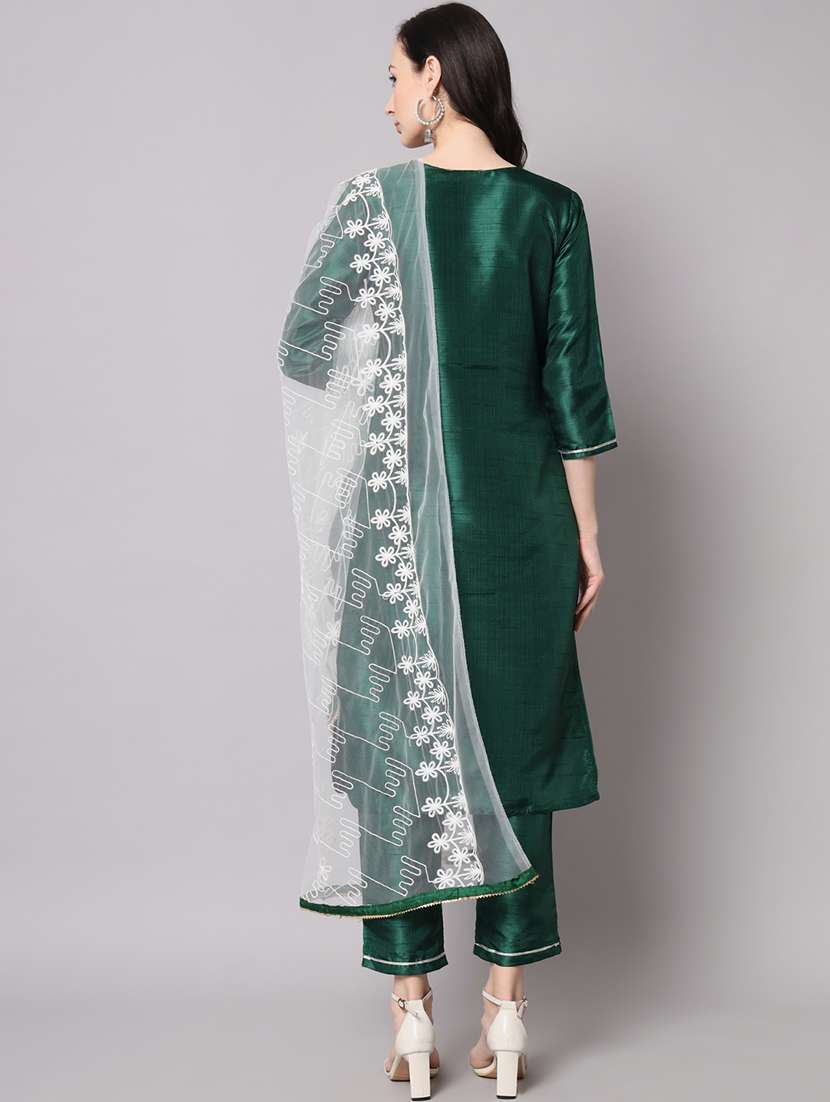 women three quarter sleeve kurta pant with dupatta set - 20194333 -  Standard Image - 2