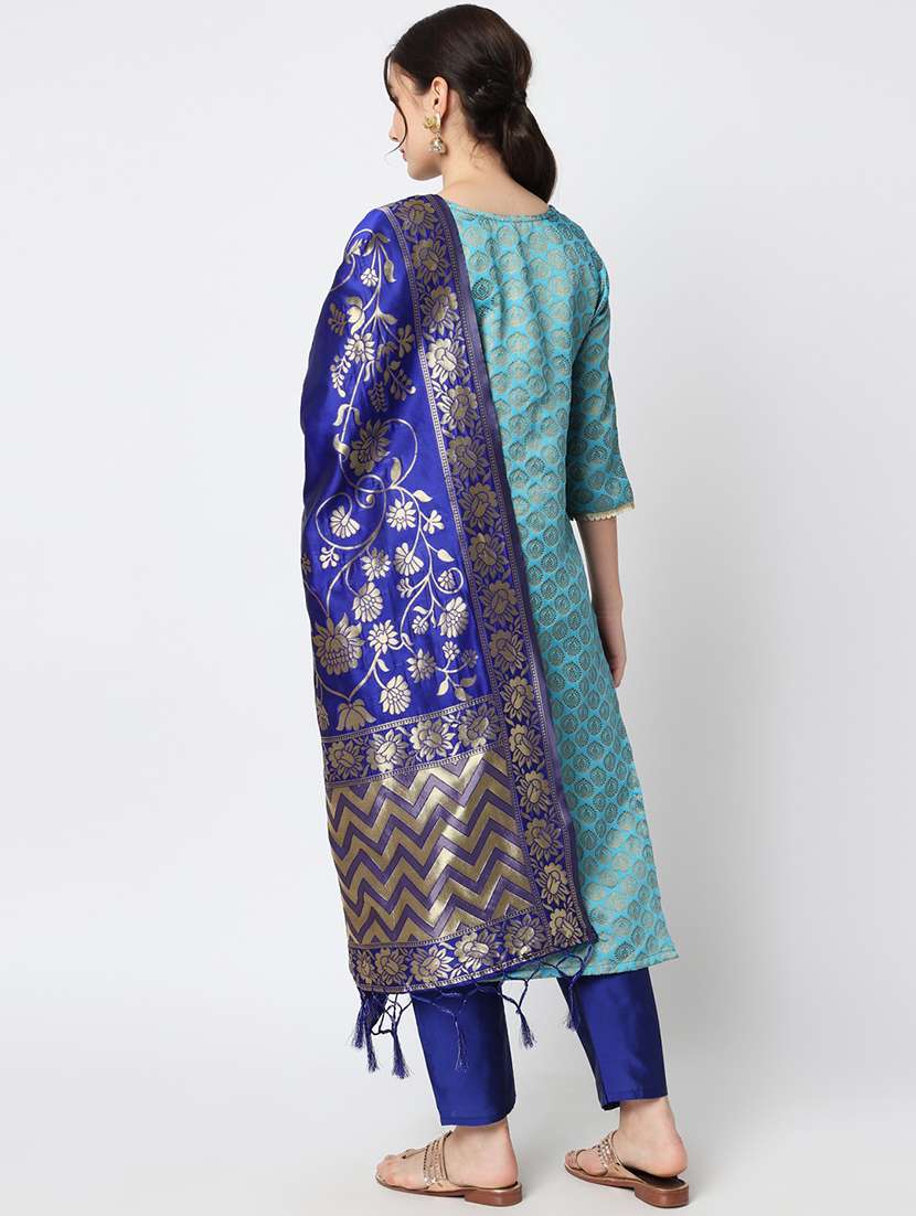 women three quarter sleeve kurta pant with dupatta set - 20194342 -  Standard Image - 2