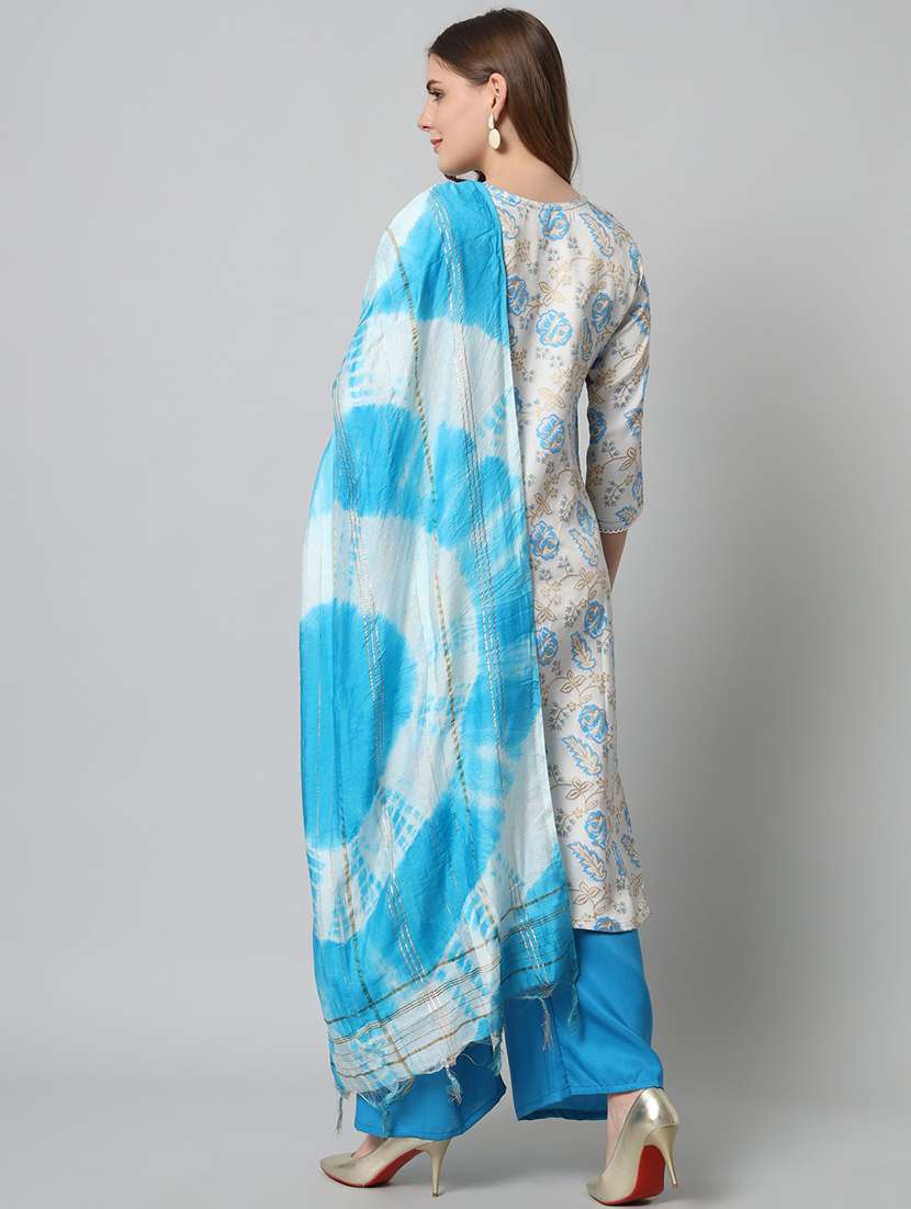 blue kurta palazzo set with dupatta - 20194351 -  Standard Image - 2