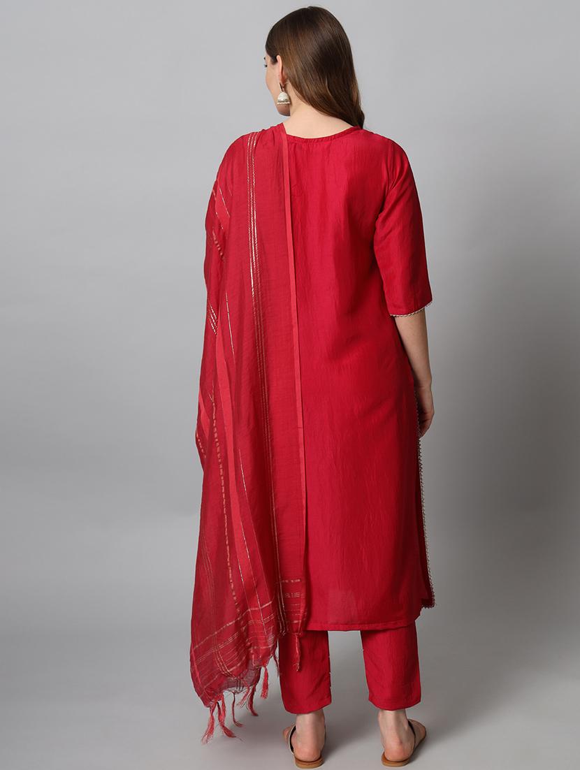 women three quarter sleeve kurta pant with dupatta set - 20194352 - Standard Image - 2