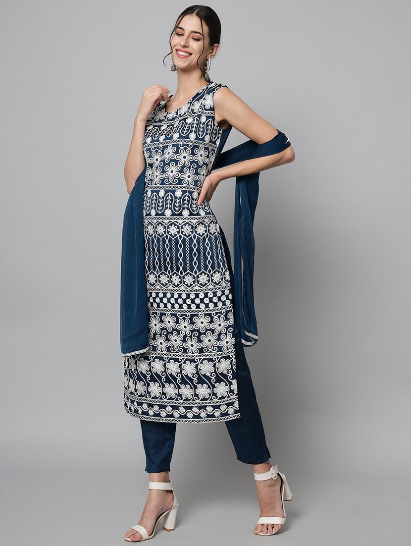 women three quarter sleeve kurta pant with dupatta set - 20194358 - Standard Image - 2