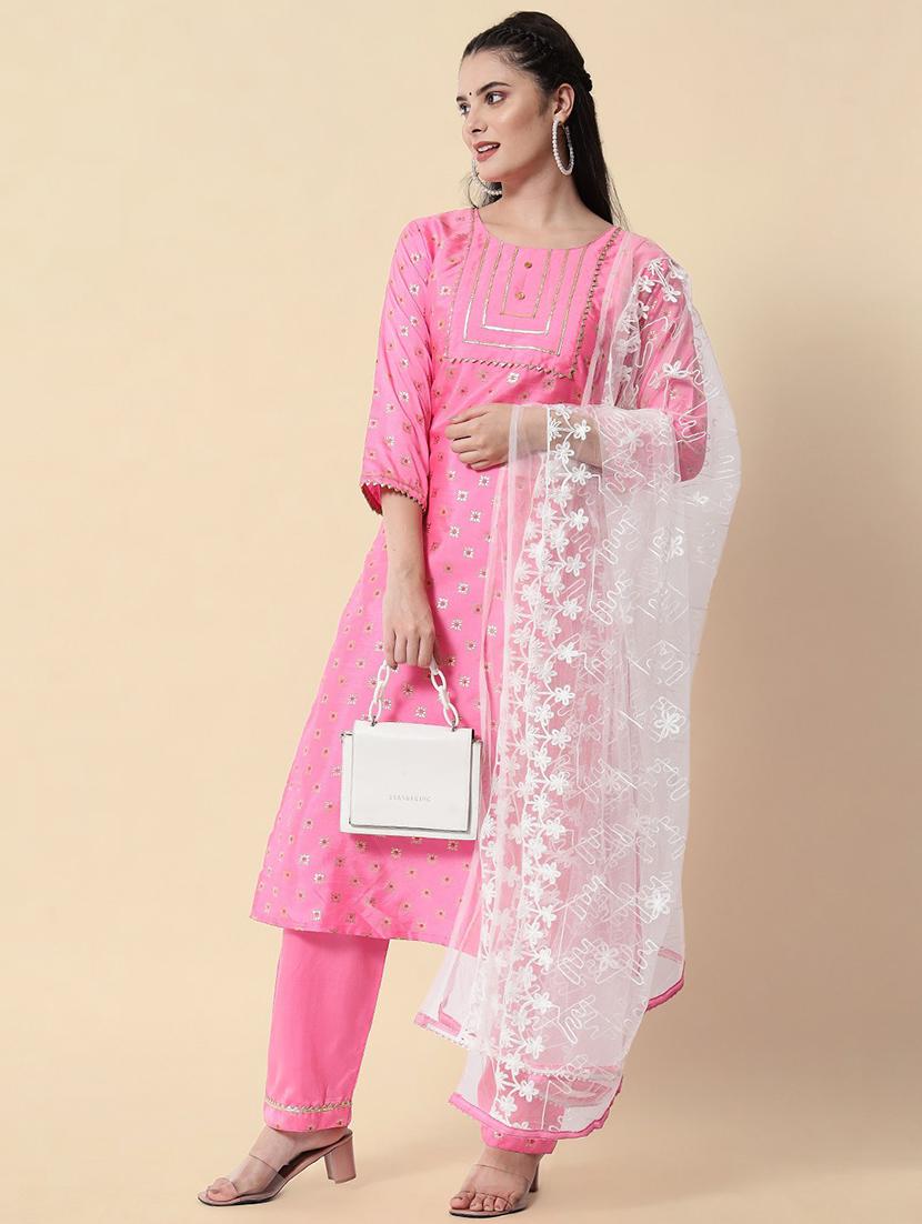 foil printed kurta pant set with dupatta - 20194392 - Standard Image - 2