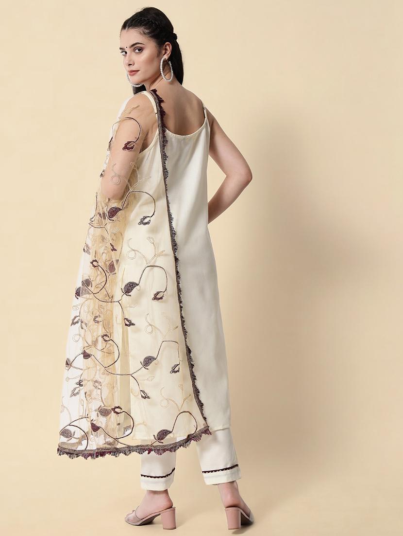 self design kurta pant set with dupatta - 20194397 - Standard Image - 2