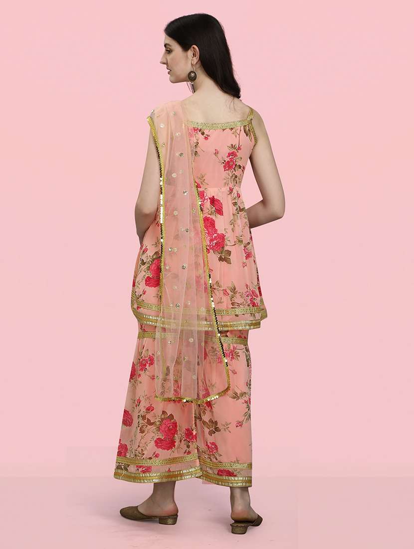 pink kurta sharara set with dupatta - 20194407 -  Standard Image - 2