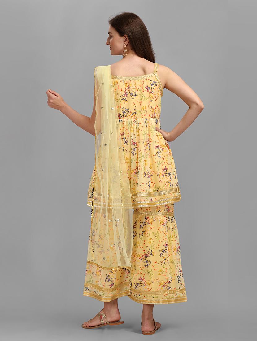 floral printed kurta sharara set with dupatta - 20194409 - Standard Image - 2