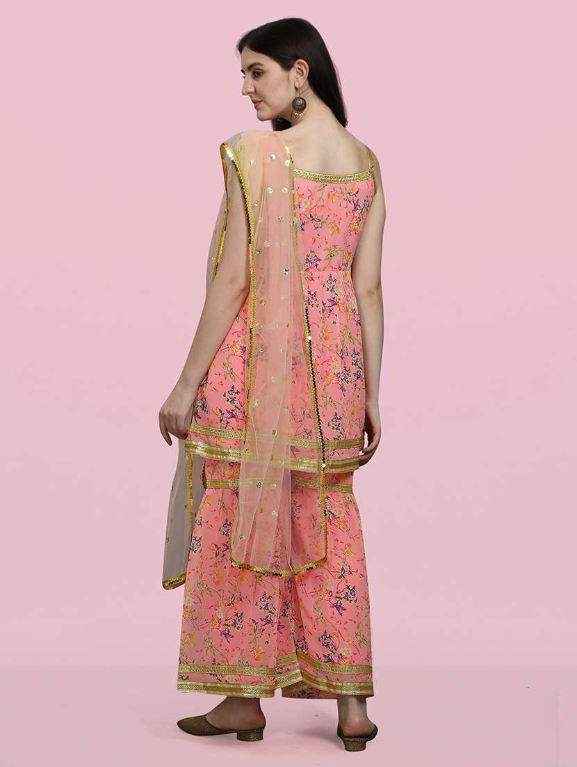 women pink kurta sharara set with dupatta set - 20194411 -  Standard Image - 2