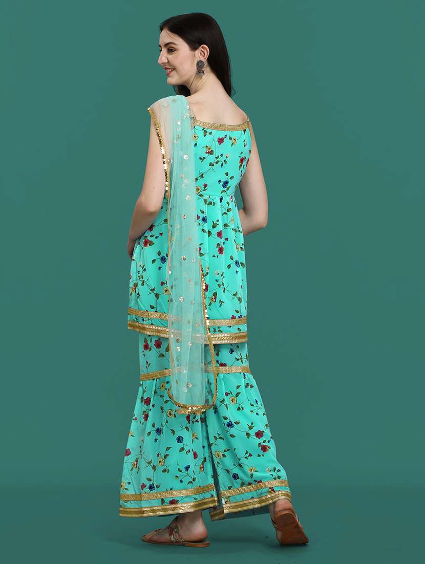 printed kurta sharara set with dupatta   - 20194416 -  Standard Image - 2