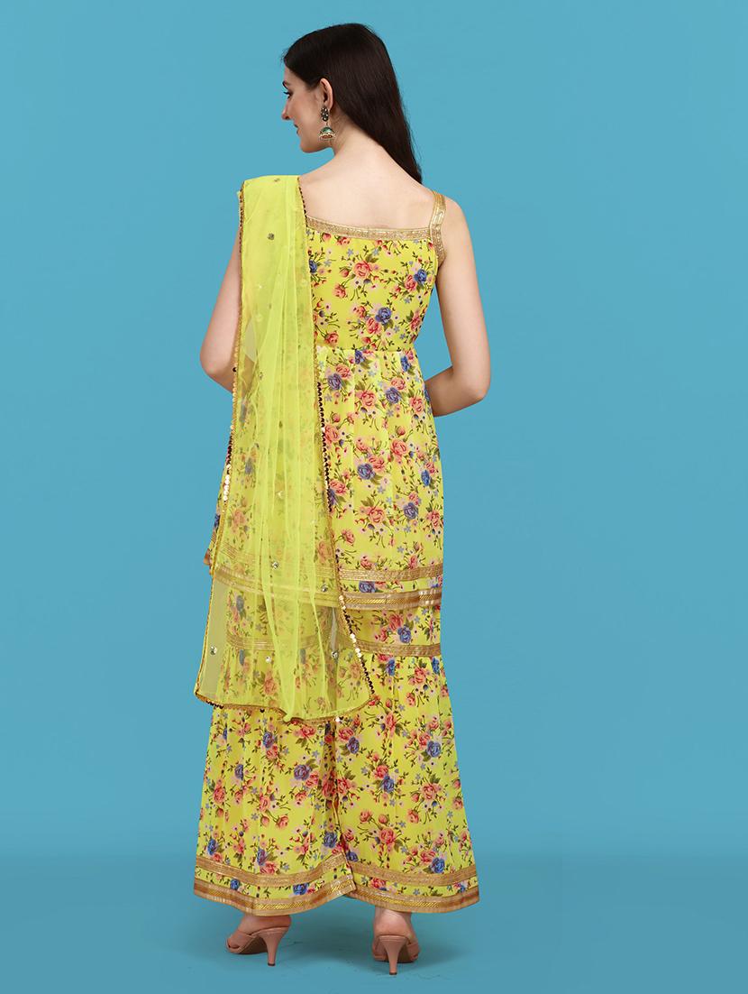 printed kurta sharara set with dupatta - 20194417 - Standard Image - 2