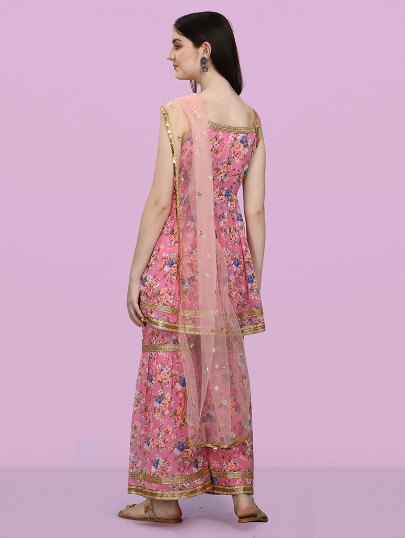 floral printed kurta sharara set with dupatta - 20194419 - Standard Image - 2