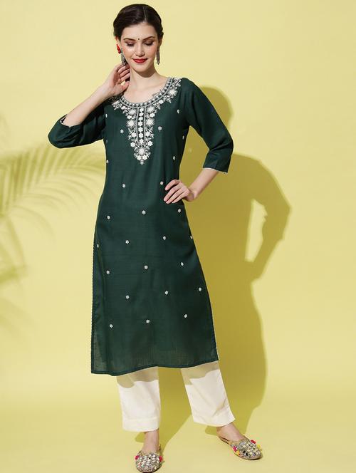 women embroidered kurta pant set - 20194423 - Standard Image - 0