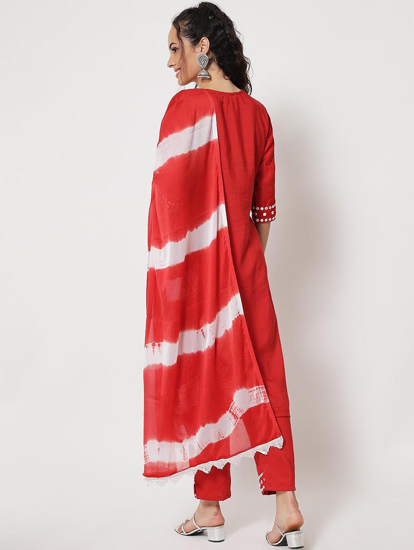 embroidered kurta pant set with dupatta - 20194429 - Standard Image - 2