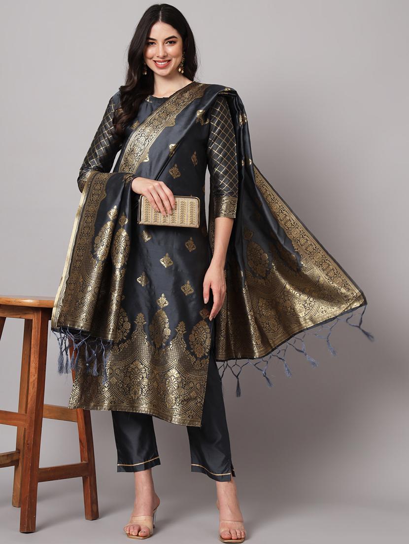 self design kurta pant set with dupatta - 20194463 - Zoom Image - 0