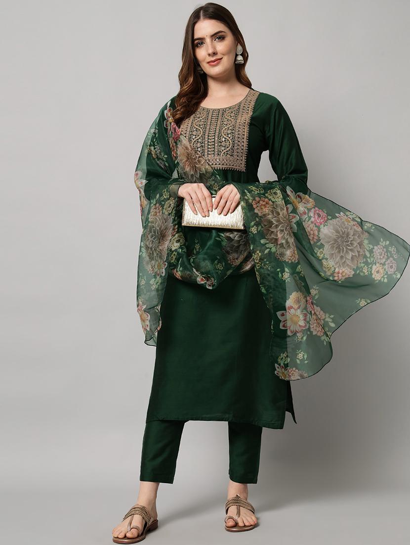women three quarter sleeve kurta pant with dupatta set - 20194470 -  Zoom Image - 0