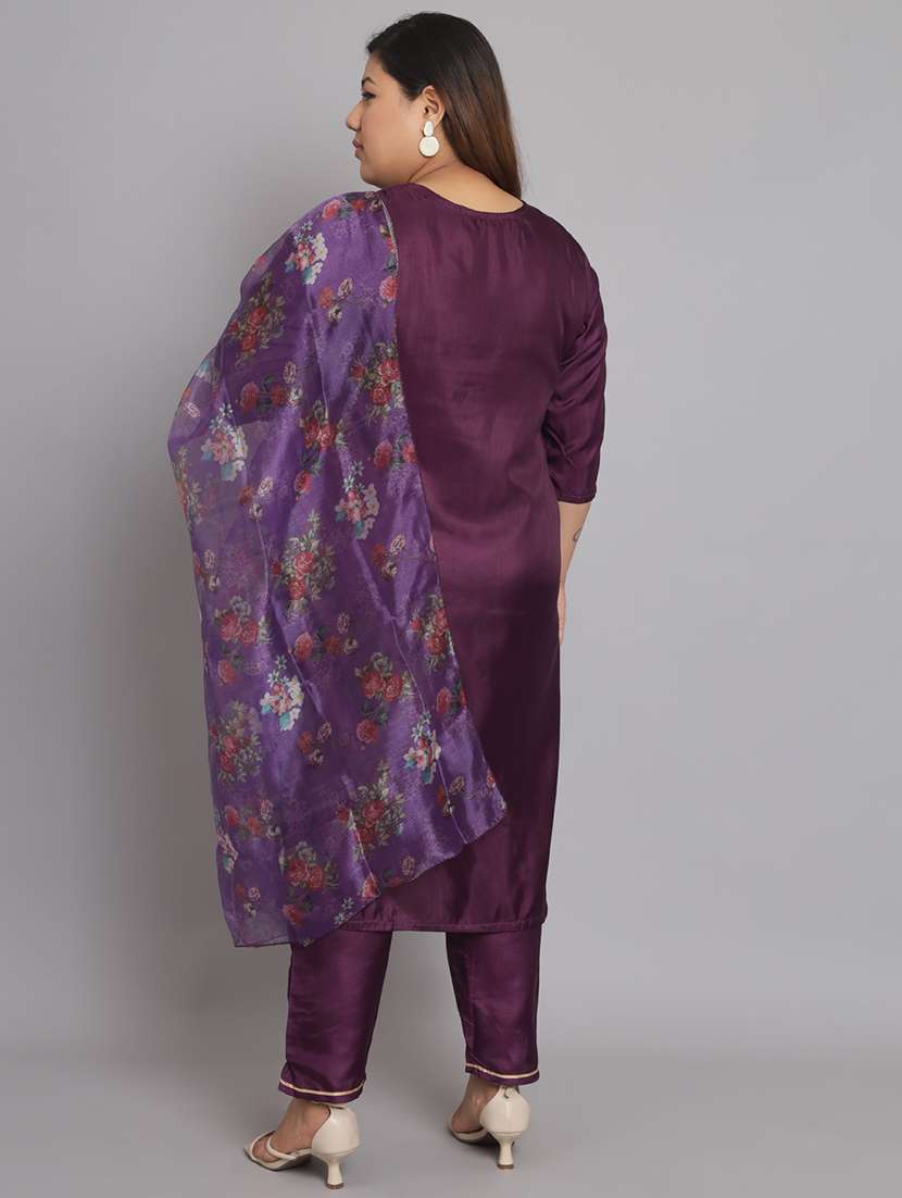 embroidered kurta pant set with dupatta - 20194478 - Standard Image - 2