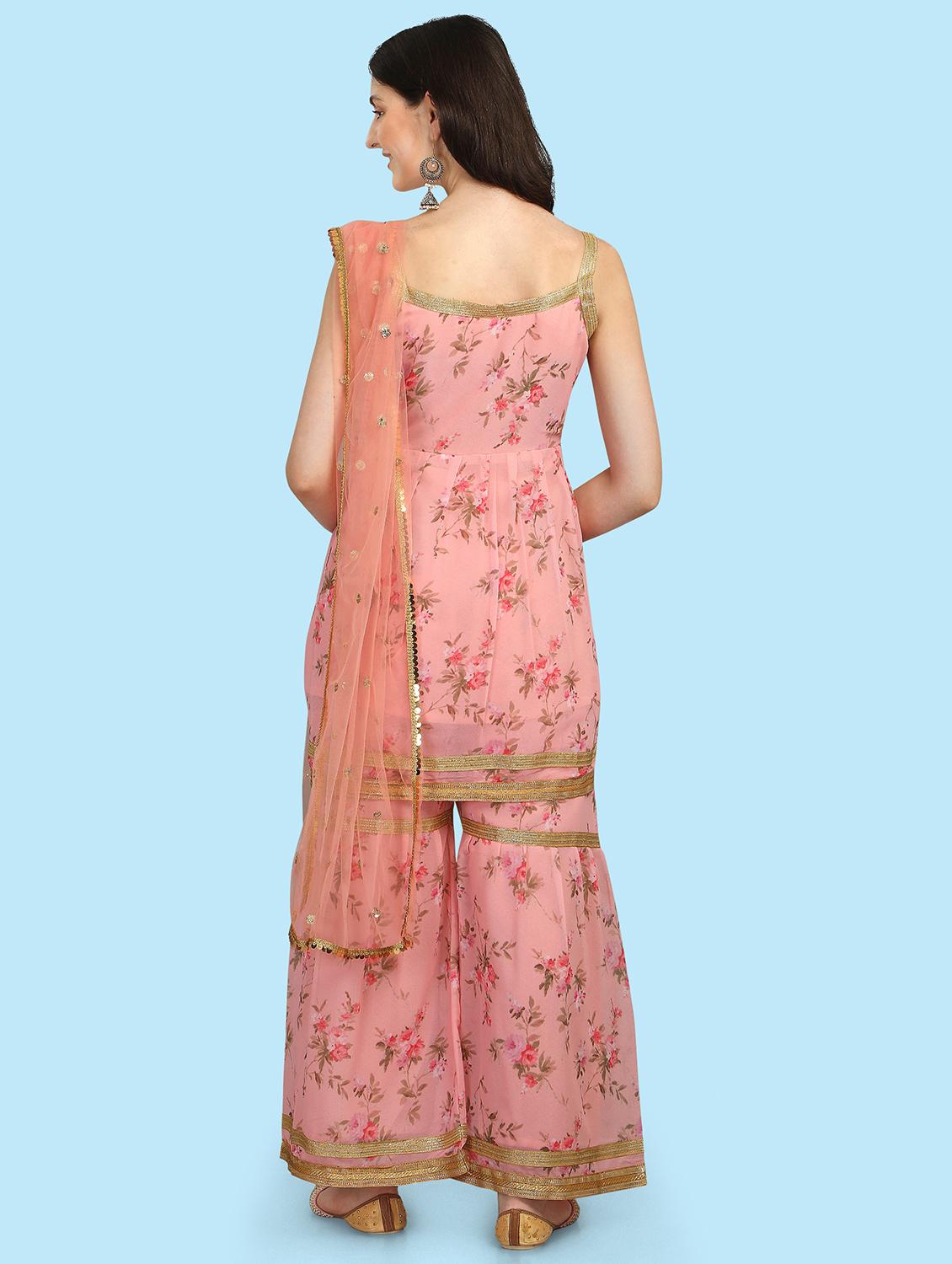 floral printed kurta sharara set with dupatta - 20194529 - Standard Image - 2