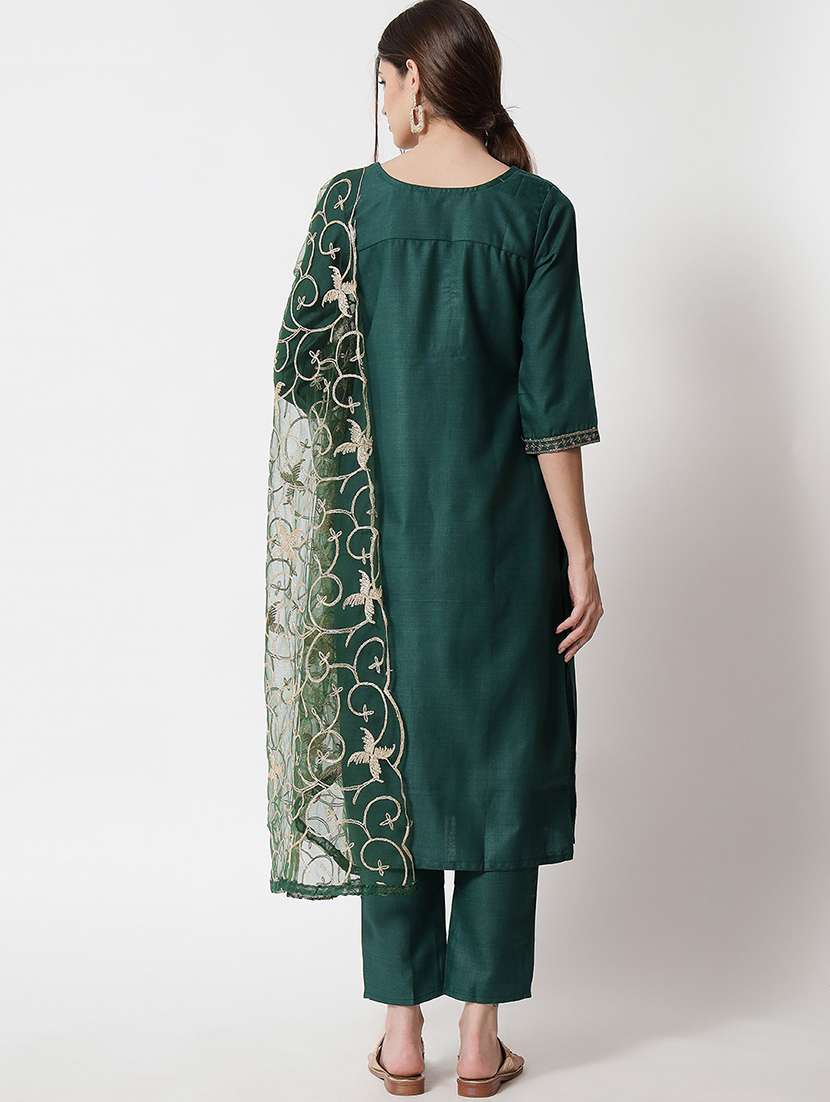 women three quarter sleeve kurta pant with dupatta set - 20194537 -  Standard Image - 2
